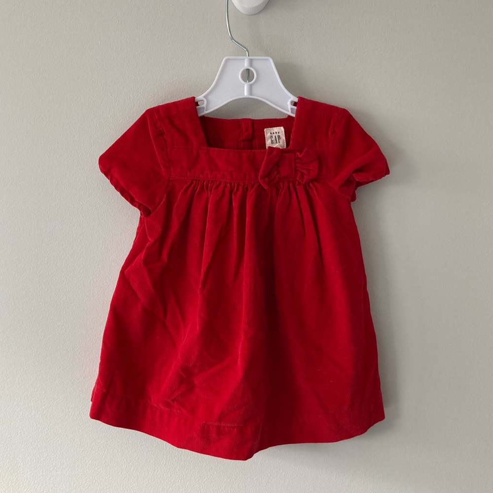 Baby Gap Baby Girl Red Short Sleeved Corduroy Dress